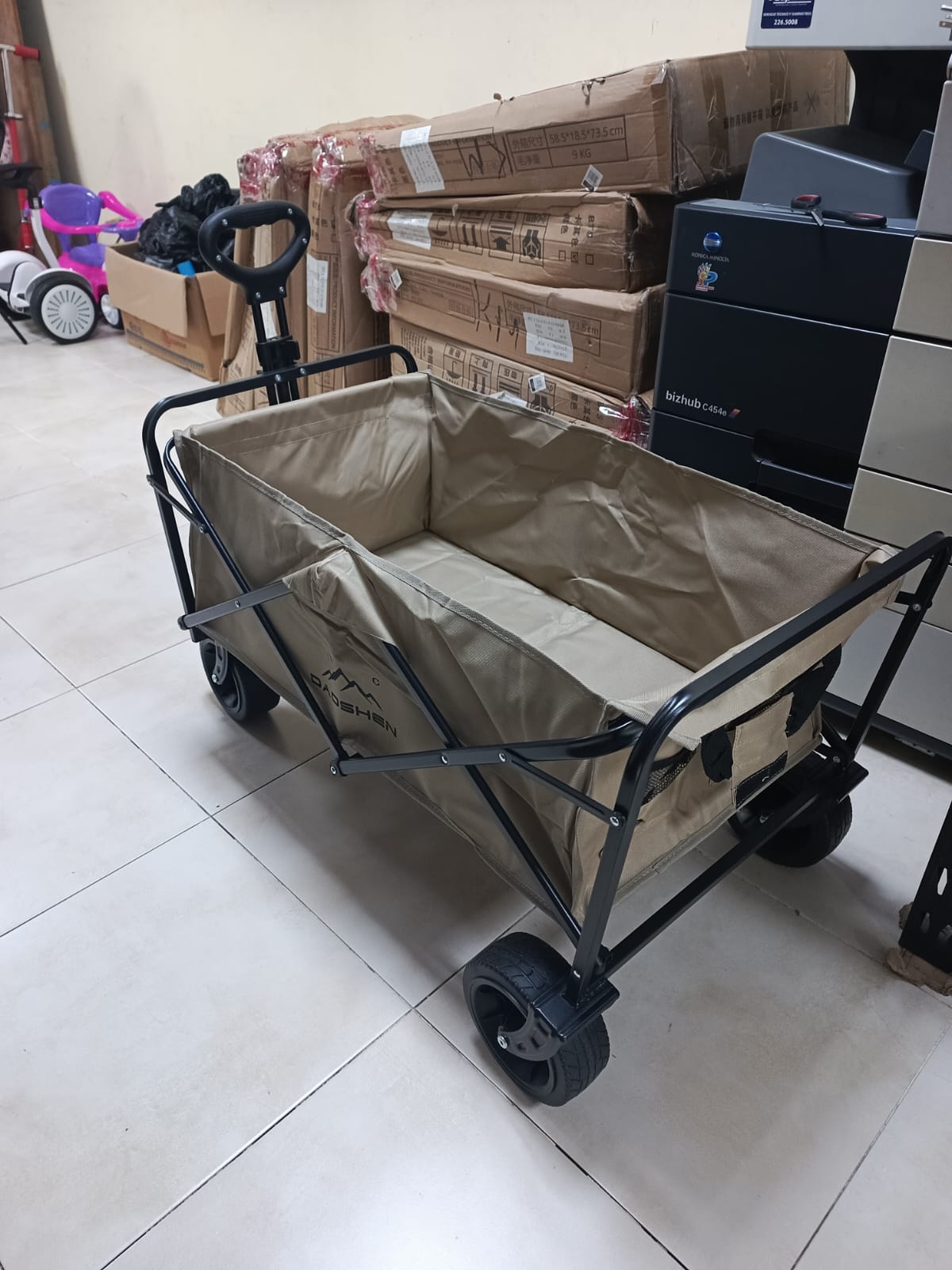 Carrito plegable carretilla de mercado y mercancías 100kg 90x50x55cm heavy duty llantas anchas 3" multi organizador lona doble 900D outdoor camping cart cargador