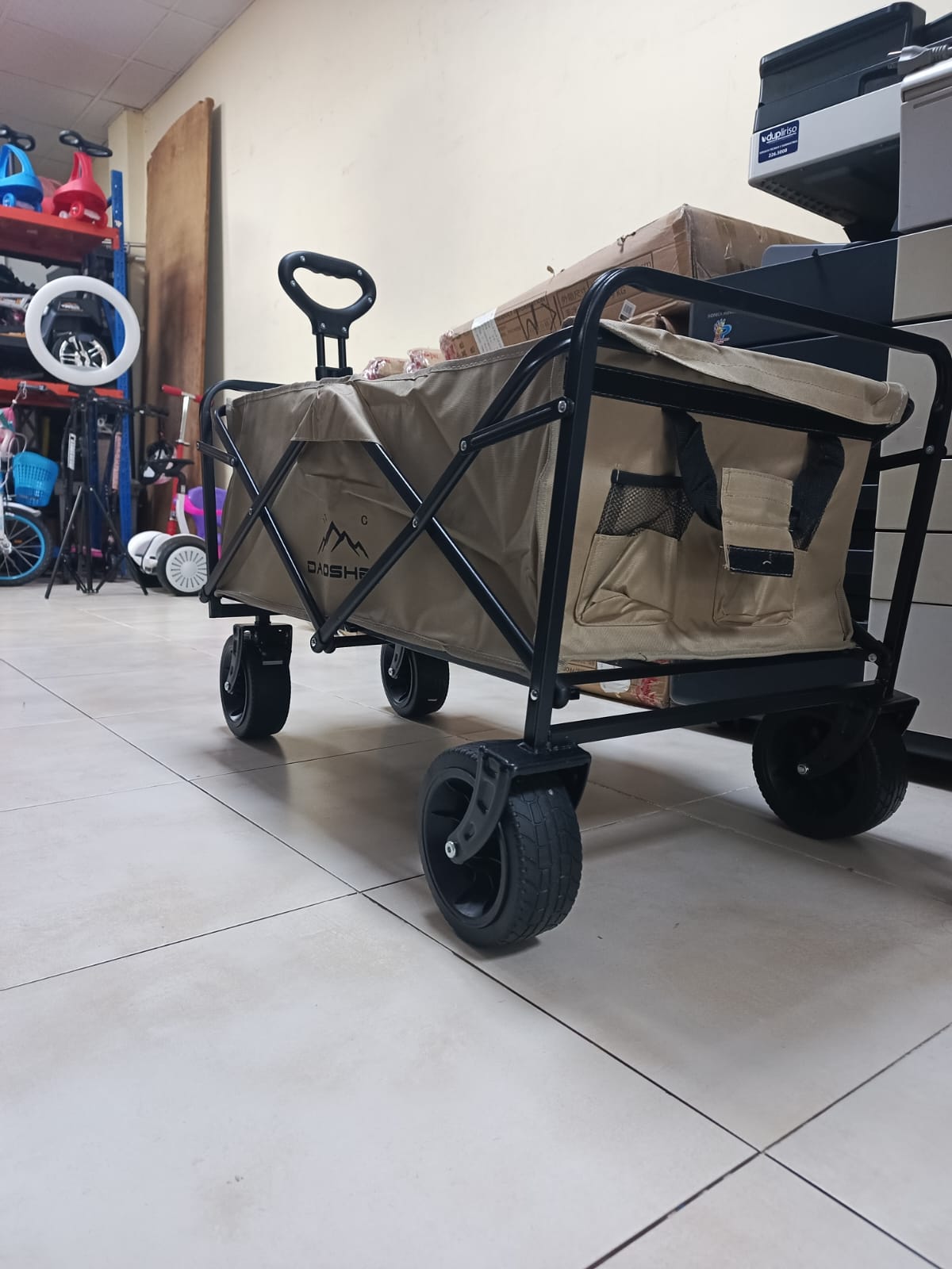 Carrito plegable carretilla de mercado y mercancías 100kg 90x50x55cm heavy duty llantas anchas 3" multi organizador lona doble 900D outdoor camping cart cargador