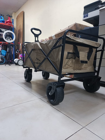 Carrito plegable carretilla de mercado y mercancías 100kg 90x50x55cm heavy duty llantas anchas 3" multi organizador lona doble 900D outdoor camping cart cargador