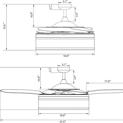 Abanico 42" retráctil de techo decorativo con lámpara y control remoto Linda Compra Panamá