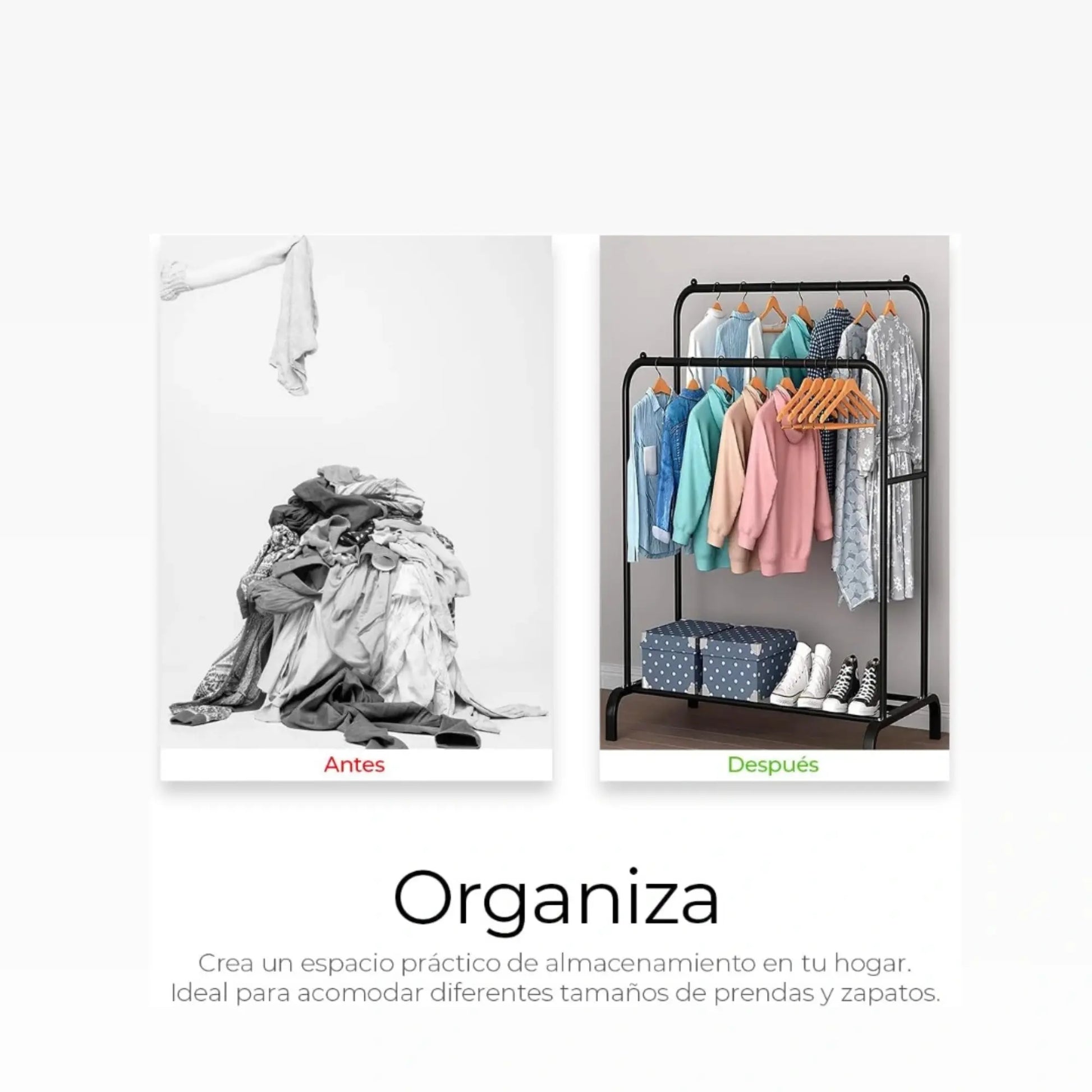 Closet Perchero de Metal: Organizador de 1 y 2 Niveles Linda Compra Panamá