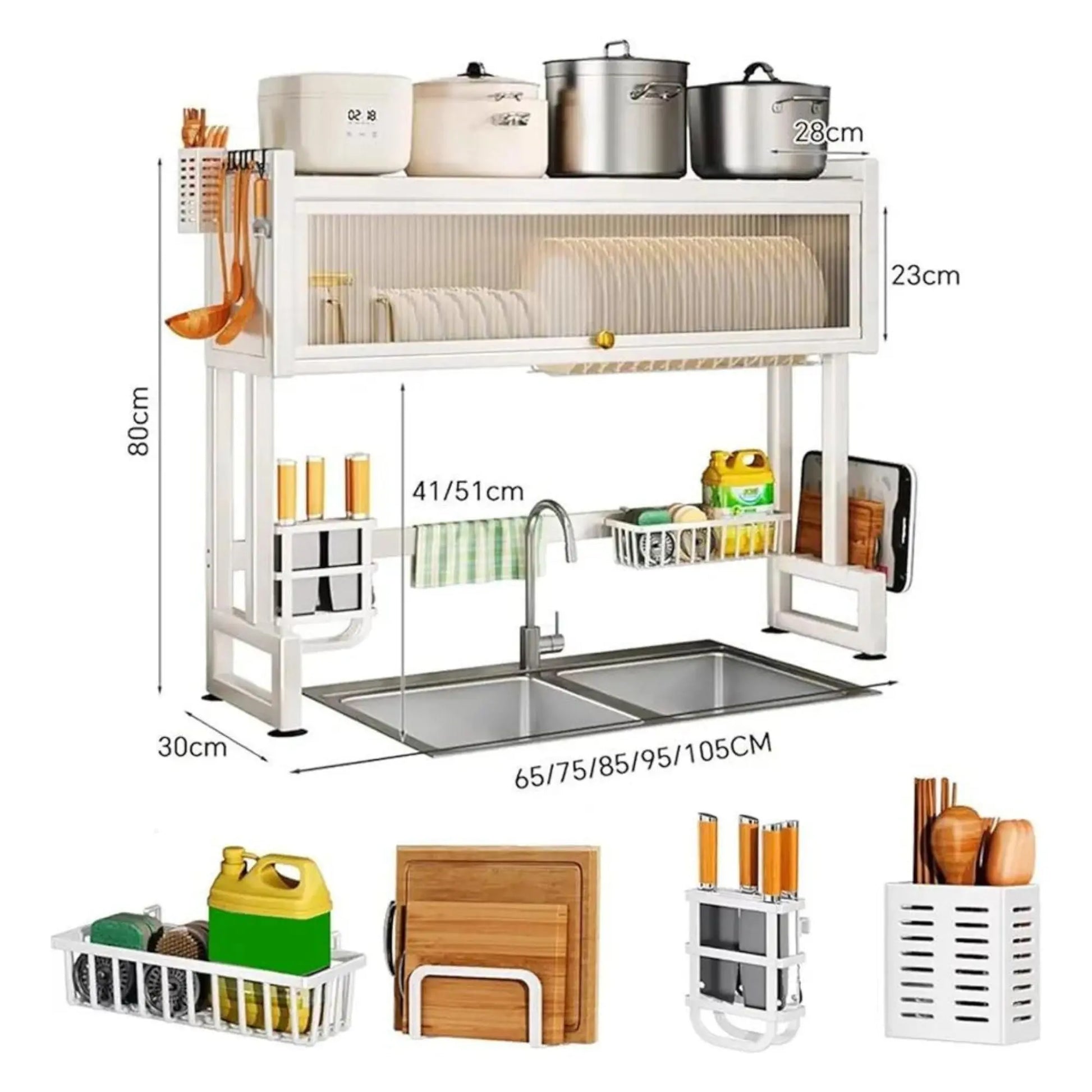 Escurridor, Estante y Organizador de Cocina NVS23921001 - Medidas 86x28x81 cm Linda Compra Panamá