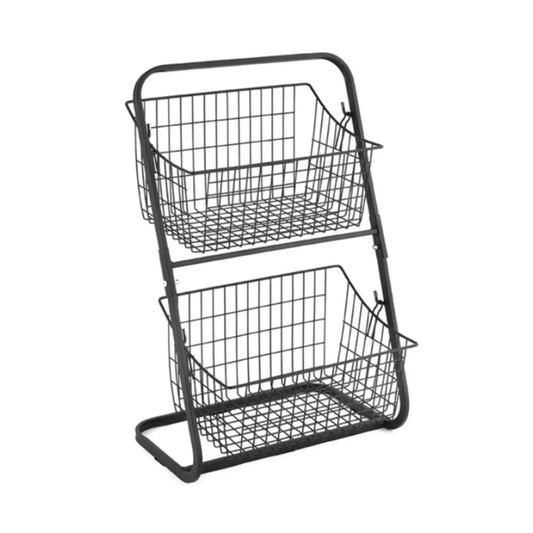 Organizador Frutero de Metal de 2 Niveles con Canastas - 28x18x39 cm - NS354553 Linda Compra Panamá